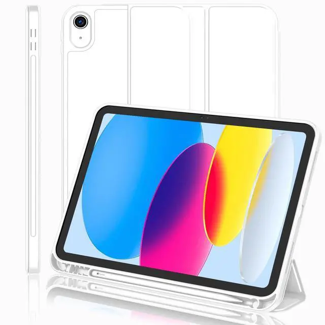Main image of iMieet iPad (A16) Case 11th Gen/iPad 10th Generation Case [11-Inch 2025/10.9 Inch 2022] with Pencil Holder, Trifold Stand Smart Cover with Soft TPU Back,Auto Wake/Sleep(White)