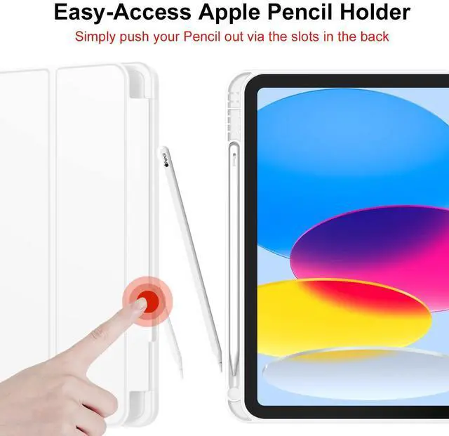 Alt view image 5 of 5 - iMieet iPad (A16) Case 11th Gen/iPad 10th Generation Case [11-Inch 2025/10.9 Inch 2022] with Pencil Holder, Trifold Stand Smart Cover with Soft TPU Back,Auto Wake/Sleep(White)