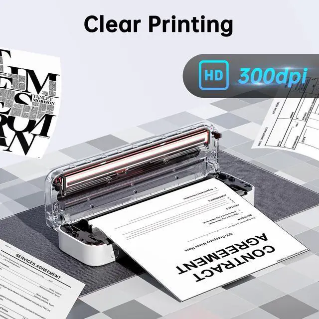 Alt view image 4 of 5 - ItriAce M832 Portable Printer, 300DPI Wireless Bluetooth Thermal Printer, Support Multi-Size Thermal Paper, with Continuous Thermal Paper 2 Rolls