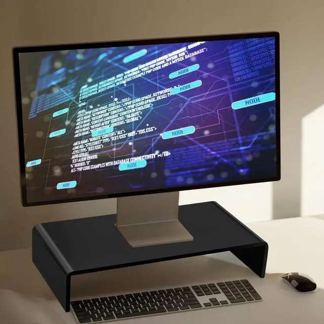 Alt view image 4 of 5 - Jetec 2 Pcs Acrylic Monitor Stand Desktop Video Acrylic Monitor Riser Desk Shelf Computer Stand for Laptop TV Computer Screen Desk Organizer Teacher's Day Supplies (Black, 12 x 8 x 3 Inch)