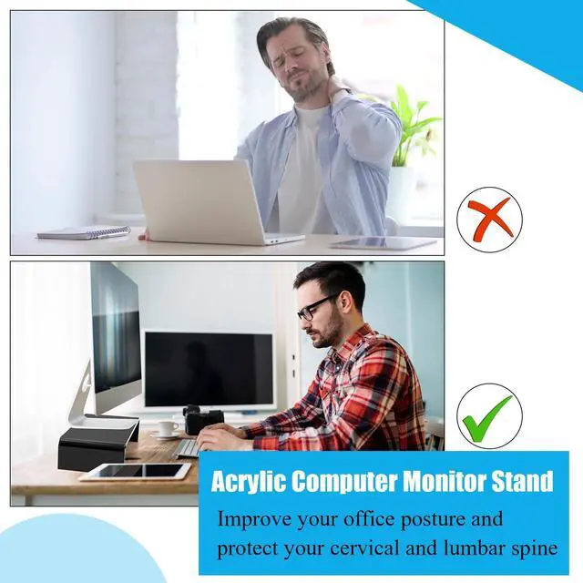 Alt view image 5 of 5 - Jetec 2 Pcs Acrylic Monitor Stand Desktop Video Acrylic Monitor Riser Desk Shelf Computer Stand for Laptop TV Computer Screen Desk Organizer Teacher's Day Supplies (Black, 12 x 8 x 3 Inch)