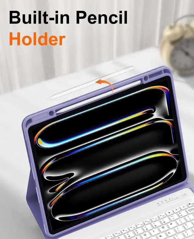 Alt view image 5 of 5 - JADEMALL for New iPad Pro 13 inch Case with Keyboard (M4) 2024, Magnetic Bluetooth Keyboard, Detachable iPad Keyboard Case with Pencil Holder, Auto Sleep/Wake for iPad Pro 13 inch Case 2024, Purple