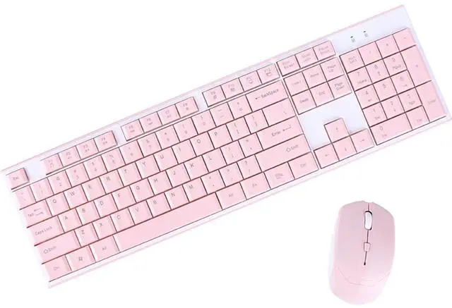 Main image of Wireless Keyboard Mouse Combo, Full Sized 2.4G Cordless Keyboard with Silent Chocolate Keys Multimedia, Ultra-Thin Cute Keyboard and 1600dpi Mouse Set for Computer PC Laptop (Pink)