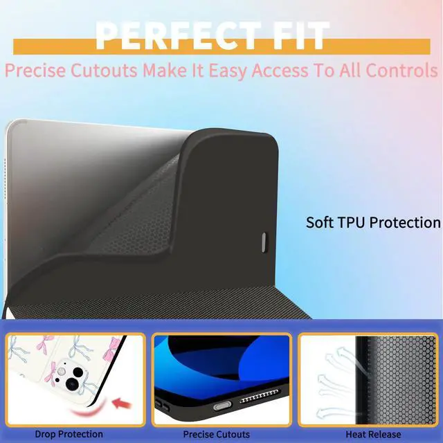 Alt view image 3 of 5 - JOYLAND Colorful Bow Prints Case for iPad Air 13" (M3) 2025/ (M2) 2024/iPad Pro 12.9" 2022/2021,Textured Folio Case with Pencil Holder Multi-Angle View Adjustable Stand Auto Wake/Sleep