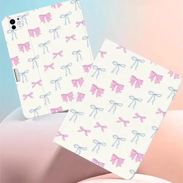 Alt view image 2 of 5 - JOYLAND Colorful Bow Prints Case for iPad Air 13" (M3) 2025/ (M2) 2024/iPad Pro 12.9" 2022/2021,Textured Folio Case with Pencil Holder Multi-Angle View Adjustable Stand Auto Wake/Sleep