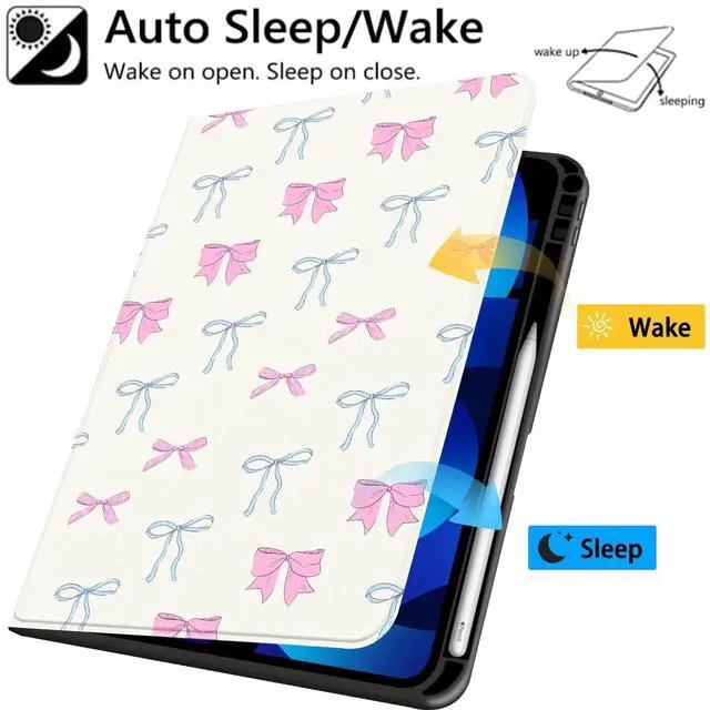 Alt view image 5 of 5 - JOYLAND Colorful Bow Prints Case for iPad Air 13" (M3) 2025/ (M2) 2024/iPad Pro 12.9" 2022/2021,Textured Folio Case with Pencil Holder Multi-Angle View Adjustable Stand Auto Wake/Sleep