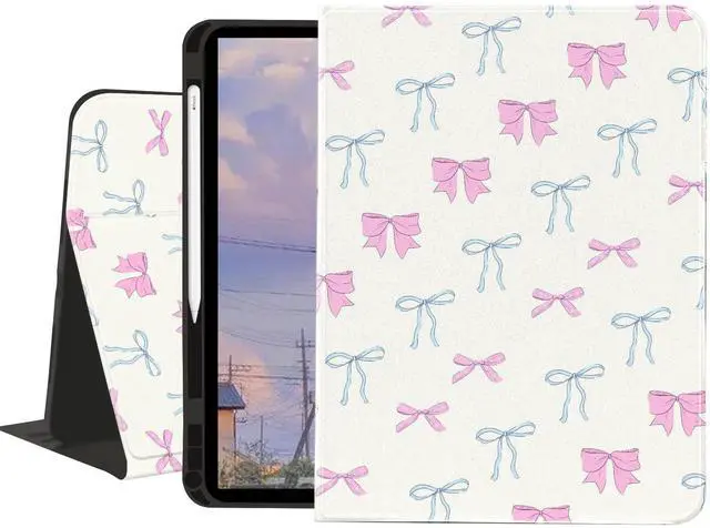 Main image of JOYLAND Colorful Bow Prints Case for iPad Air 13" (M3) 2025/ (M2) 2024/iPad Pro 12.9" 2022/2021,Textured Folio Case with Pencil Holder Multi-Angle View Adjustable Stand Auto Wake/Sleep
