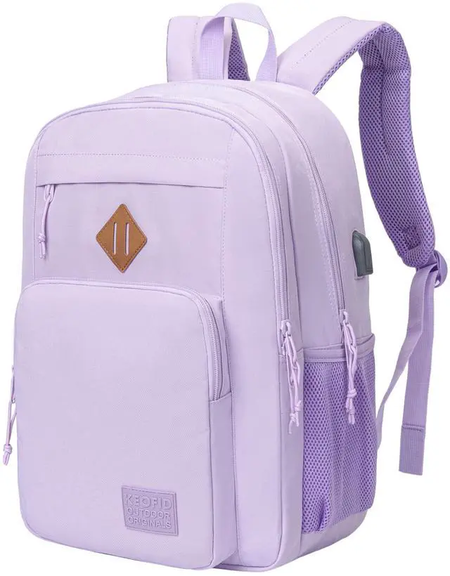 Main image of KEOFID Classic Travel backpack for Men and Women, Anti Theft Laptop Backpack with USB Charging Port for Work, Large Bag for College, Water Resistent(Purple)
