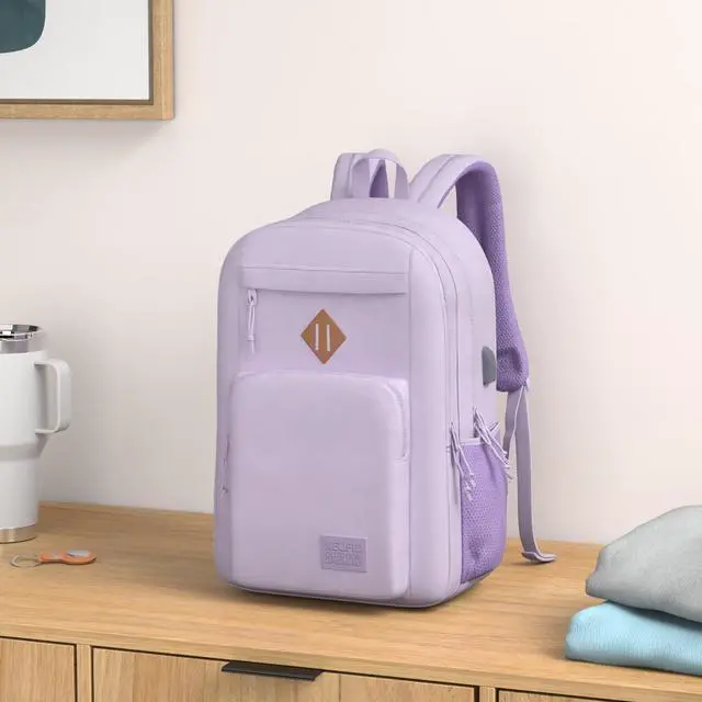 Alt view image 2 of 5 - KEOFID Classic Travel backpack for Men and Women, Anti Theft Laptop Backpack with USB Charging Port for Work, Large Bag for College, Water Resistent(Purple)