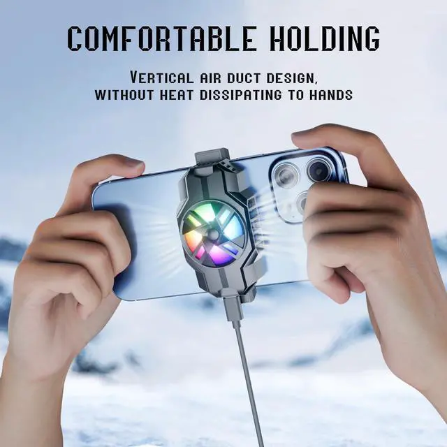 Alt view image 5 of 5 - KenKe Phone Cooler for Gaming, Portable & Lightweight Mobile Phone Cooling Fan Compatible with iPhones/Android Phone Width from 4.5 to 7 Inch, Cellphone Radiator with RGB Backlight for Live Streaming