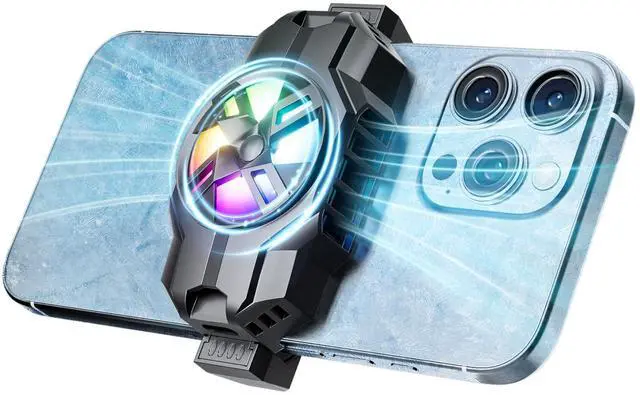 Main image of KenKe Phone Cooler for Gaming, Portable & Lightweight Mobile Phone Cooling Fan Compatible with iPhones/Android Phone Width from 4.5 to 7 Inch, Cellphone Radiator with RGB Backlight for Live Streaming