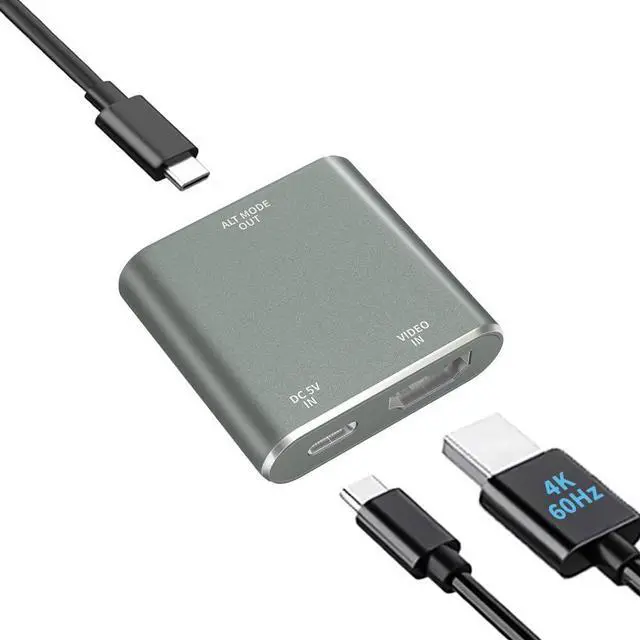 Main image of KIHENG HDMI to USB-C Adapter 4K@60Hz with USB-C Power Cable, HDMI Input to Type C Display Converter, for Switch, PS4/5, Steam Deck, ROG Ally, Laptops to Connect AR Glasses and Portable Monitors