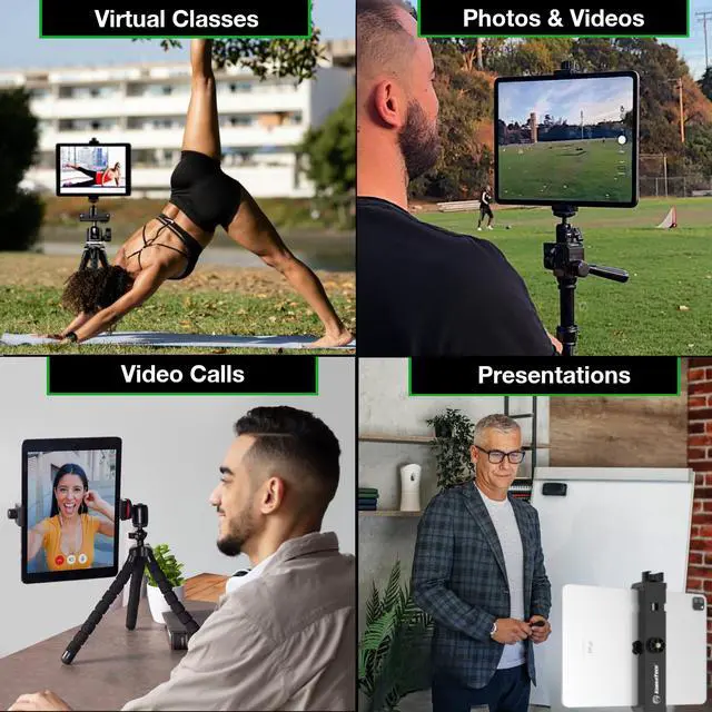 Alt view image 3 of 5 - KobraTech TabMount 360 iPad Tripod Mount Holder | Includes Swivel Ball Head and Bluetooth Remote iPad Holder for Tripod (Mount Only)