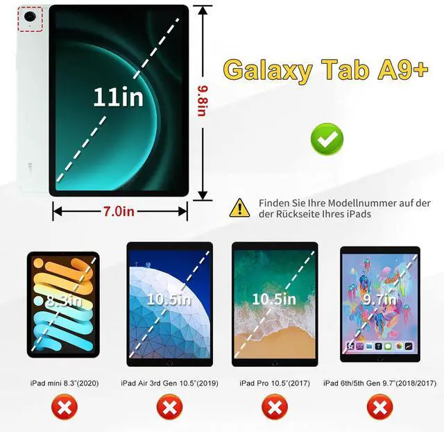 Alt view image 2 of 5 - Kids Case for Samsung Galaxy Tab A9+ / A9 Plus 11'' 2023 (SM-X210/X216/X218),Adjustable Portrait/Landscape Stand/Drop Proof with Handle,Child Friendly Case for Samsung Tab A9+ Case 11 Inch (Blackblue)