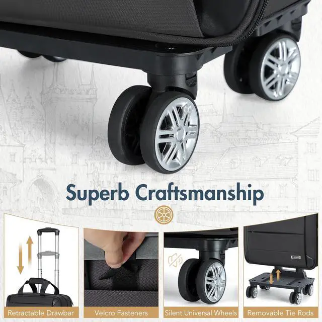 Alt view image 4 of 5 - Lekebobor Rolling Laptop Bag - Wheeled Briefcase for Women/Men, Fits Up to 15.6Inch Laptops, Water Resistant for Travel, Work & Business (Grey)