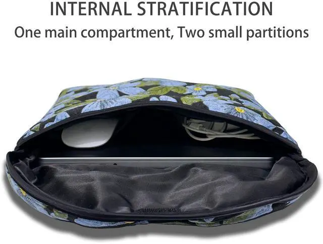 Alt view image 3 of 5 - Puffy Laptop Sleeve 15-16 Inch Blue Flower, Protective Carrying Case for Men and Women, Cute Case Bag Compatible with 15 Inch and 16 Inch Laptops, for MacBook Air M2 M1, Asus/Dell Xps/Lenovo in Cover
