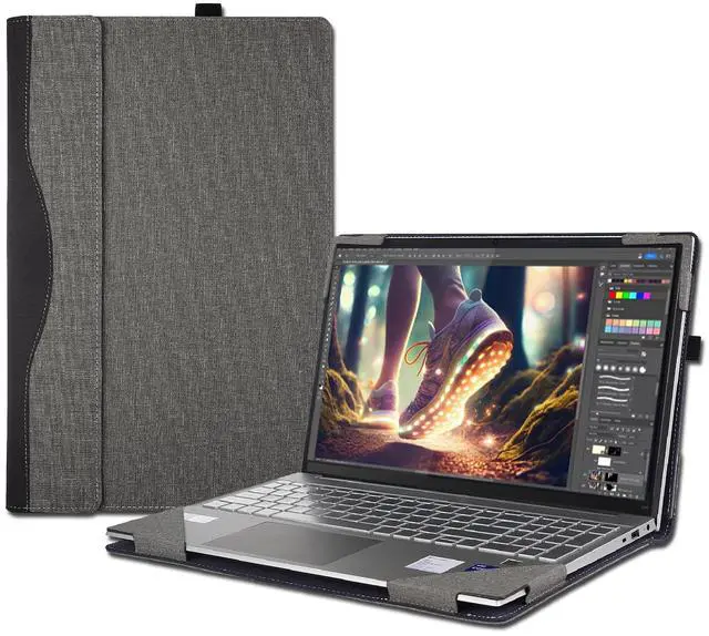 Main image of Laptop Cover Case for 16 inch Lenovo Yoga 7 2-in-1 16AHP9 /16IML9 G8 G7& Yoga Slim 7 Pro 16ACH6 16ARH7 16IAH7,PU Leather Protective Shell Detachable Bag Accessory (Light Grey)