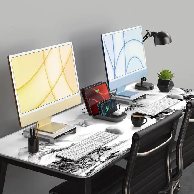 Alt view image 3 of 5 - LL-COEUR Pattern Oversized Gaming Mousepad 55.1x23.6x0.12inch, Extended Waterproof Computer Mouse Mat for Desk, Home (Landscape 2, 55.1"x23.6"x0.12")