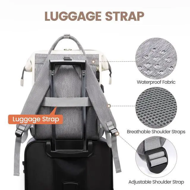 Alt view image 4 of 5 - LOVEVOOK Laptop Backpack for Women, 15.6 Inch Work Business Backpacks Purse with USB Port, Large Capacity Nurse Bag College Bookbag for School, Waterproof Casual Daypack for Travel