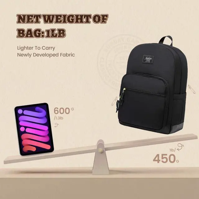 Alt view image 2 of 5 - LOVEVOOK Black Backpack for High School, Lightweight College Laptop Backpack, Water resistant Basic Middle School Bookbag Casual Daypack for Travel, Fits 15.6" Laptop