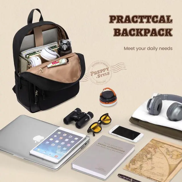 Alt view image 3 of 5 - LOVEVOOK Black Backpack for High School, Lightweight College Laptop Backpack, Water resistant Basic Middle School Bookbag Casual Daypack for Travel, Fits 15.6" Laptop
