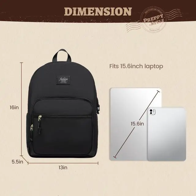 Alt view image 4 of 5 - LOVEVOOK Black Backpack for High School, Lightweight College Laptop Backpack, Water resistant Basic Middle School Bookbag Casual Daypack for Travel, Fits 15.6" Laptop