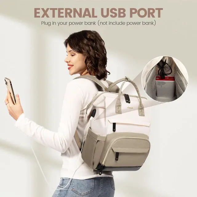 Alt view image 5 of 5 - LOVEVOOK Laptop Backpack for Women, 15.6 Inch Work Business Backpacks Purse with USB Port, Large Capacity Nurse Bag College Bookbag for School, Waterproof Casual Daypack for Travel