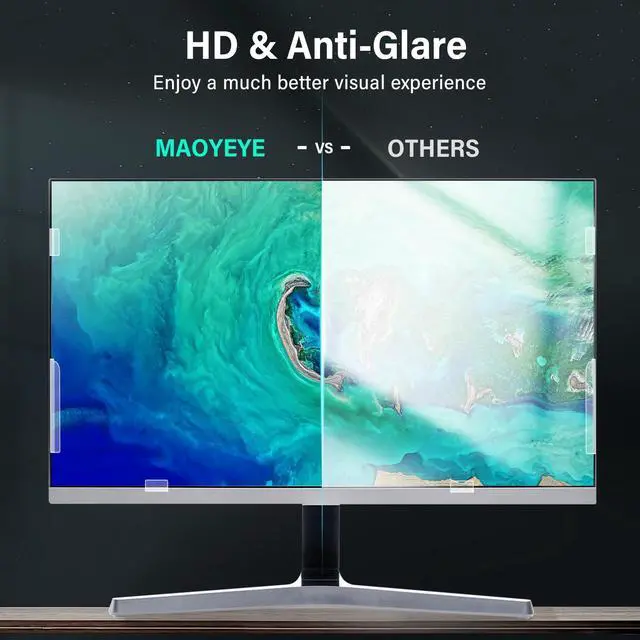 Alt view image 4 of 5 - 2 Pack Monitor Privacy Screen 24 Inch 16:9 Aspect Ratio 24in Computer Screen Privacy Shield Blue Light Blocker Anti-Glare Eye Strain Filter, Removable Anti Spy Film Desktop Security Private Cover