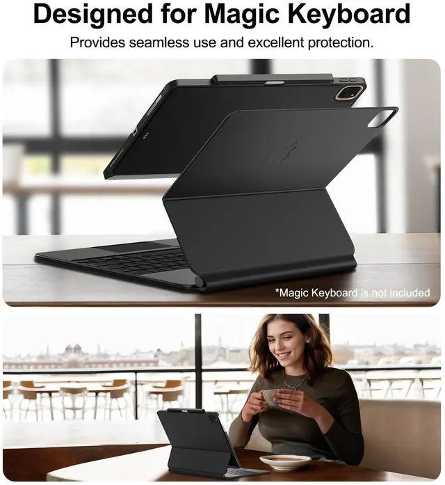 Alt view image 3 of 5 - Magic-Keyboard Compatible Case for iPad Pro-12.9 - Cases with Pencil Holder & Screen Protector for SmartKeyboard Folio 6th/5th Generation Pro 12.9, Ultra-Thin and Slim (Keyboard Not Included), Black