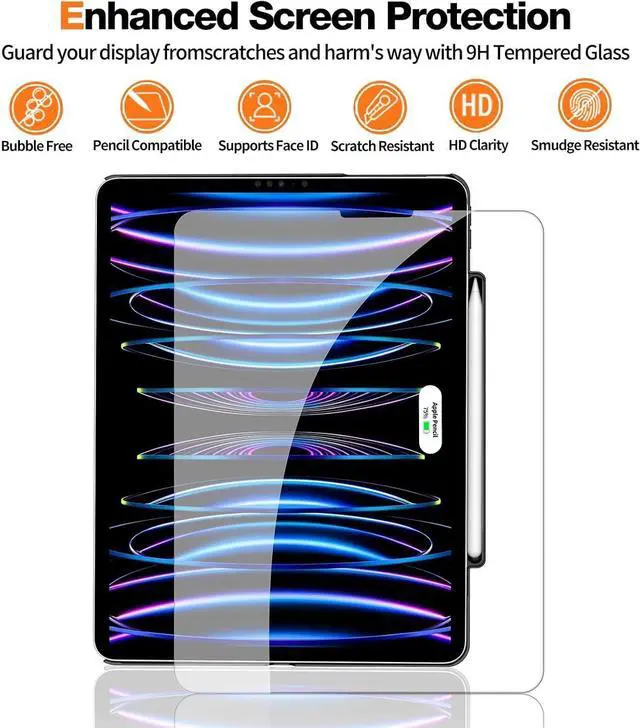 Alt view image 4 of 5 - Magic-Keyboard Compatible Case for iPad Pro-12.9 - Cases with Pencil Holder & Screen Protector for SmartKeyboard Folio 6th/5th Generation Pro 12.9, Ultra-Thin and Slim (Keyboard Not Included), Black