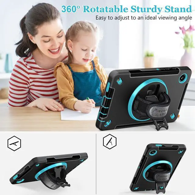 Alt view image 3 of 5 - Case for Galaxy Tab A9 Plus 5G 2023: Heavy Duty TPU Cover for Samsung Tablet A9+ 11 Inch with Stand - Handle - Shoulder Strap -S-Pen Holder- Mint Green