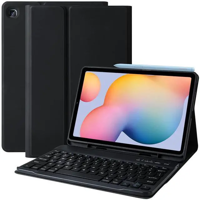 Main image of Keyboard Case for Samsung Galaxy Tab S6 Lite 10.4 Inch 2022/2020, Galaxy Tab S6 Lite SM-P610/P613/P615/P619 Tablet Cover Case with Detachable Wireless Keyboard S Pen Holder, Black