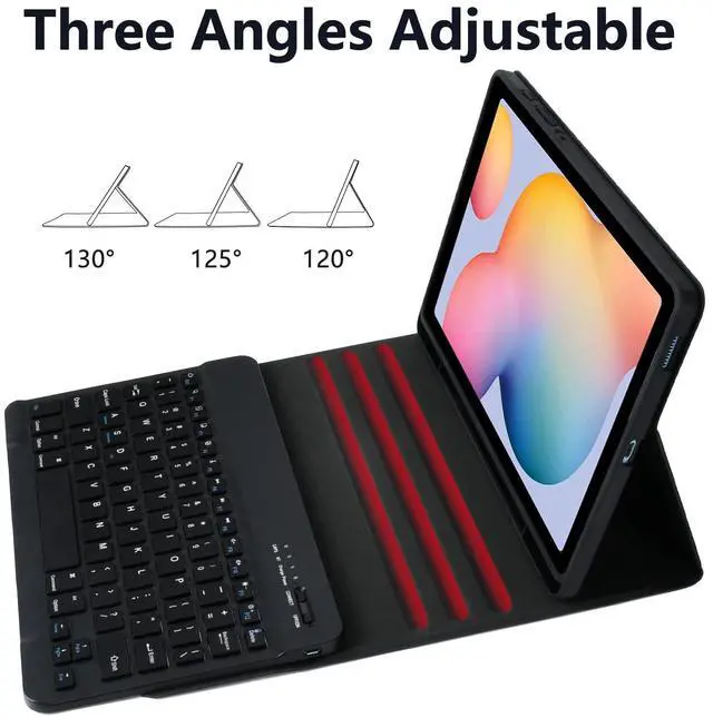 Alt view image 4 of 5 - Keyboard Case for Samsung Galaxy Tab S6 Lite 10.4 Inch 2022/2020, Galaxy Tab S6 Lite SM-P610/P613/P615/P619 Tablet Cover Case with Detachable Wireless Keyboard S Pen Holder, Black