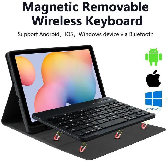 Alt view image 5 of 5 - Keyboard Case for Samsung Galaxy Tab S6 Lite 10.4 Inch 2022/2020, Galaxy Tab S6 Lite SM-P610/P613/P615/P619 Tablet Cover Case with Detachable Wireless Keyboard S Pen Holder, Black