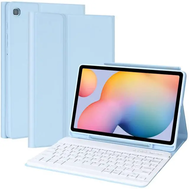 Main image of Keyboard Case for Samsung Galaxy Tab S6 Lite 10.4 Inch 2022/2020, Galaxy Tab S6 Lite SM-P610/P613/P615/P619 Tablet Cover Case with Detachable Wireless Keyboard S Pen Holder, Blue