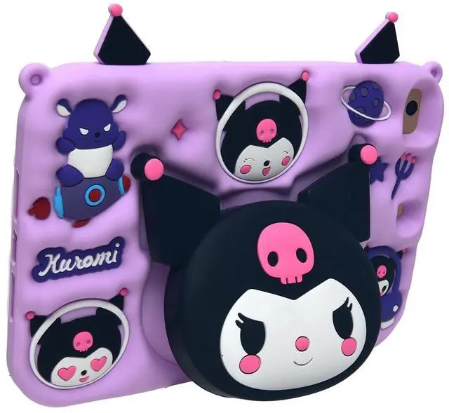 Alt view image 4 of 5 - Cartoon Case for iPad Air 1/2 iPad 9.7 2017/2018,MONEHOYSY Cute Soft Silicone Kickstand [Drop Proof,Shock Proof,Anti Slip] Back Stand Cover Case for Kids Children Teens Girls Boys (Kurom-1)