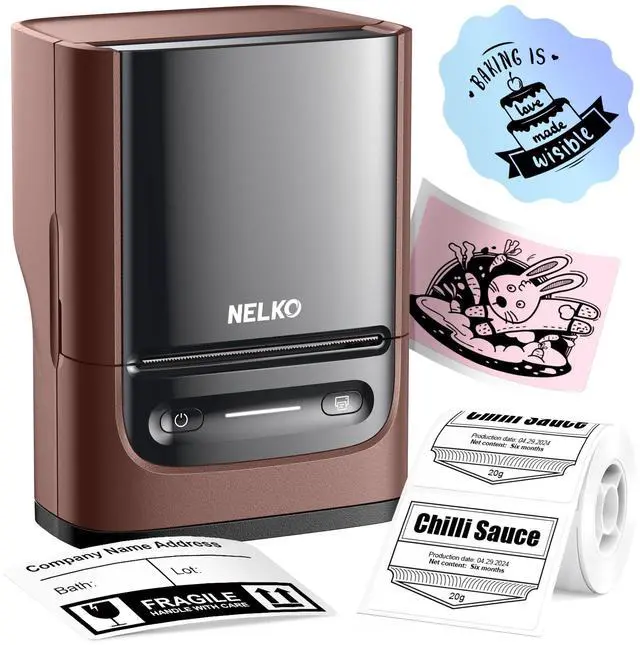 Main image of Nelko Label Maker Machine with Tape, PM220 Bluetooth Label Printer, 2 Inch Portable Thermal Printer for Small Business, Address, Logo, Clothing, Sticker Printer for Phones & PC, 1 Count, Maroon