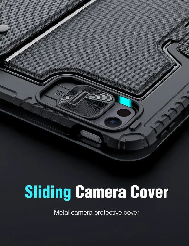 Alt view image 3 of 5 - Nillkin for iPad 9th Generation Case with Keyboard 10.2 Inch - Slide Camera Cover - Detachable Backlit Keyboard Case with Pencil Holder & Trackpad for iPad 8th Gen/7th Gen