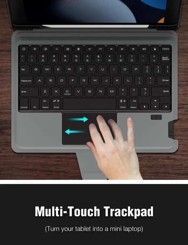 Alt view image 5 of 5 - Nillkin for iPad 9th Generation Case with Keyboard 10.2 Inch - Slide Camera Cover - Detachable Backlit Keyboard Case with Pencil Holder & Trackpad for iPad 8th Gen/7th Gen