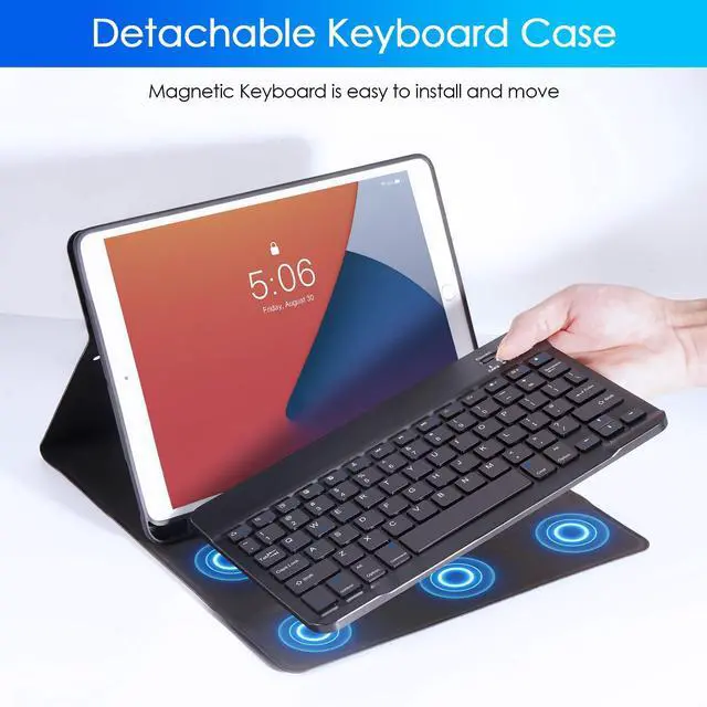 Alt view image 4 of 5 - Nsyee Keyboard Case for iPad 9th 8th 7th Generation 10.2 Inch, Detachable Bluetooth Keyboard Case with Pencil Holder, Tablet Protective Cases for iPad 9th/8th/7th & iPad Air 3rd 10.5"/iPad Pro 10.5"