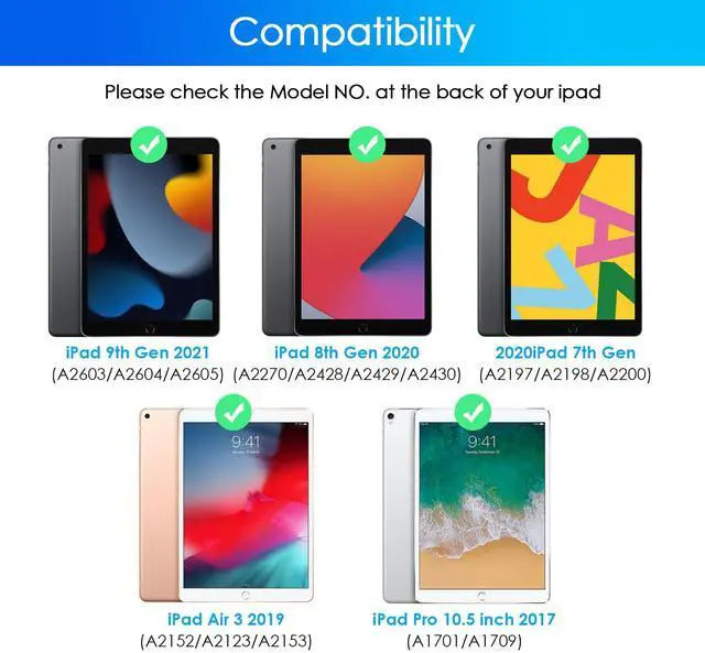 Alt view image 2 of 5 - Nsyee Keyboard Case for iPad 9th 8th 7th Generation 10.2 Inch, Detachable Bluetooth Keyboard Case with Pencil Holder, Tablet Protective Cases for iPad 9th/8th/7th & iPad Air 3rd 10.5"/iPad Pro 10.5"