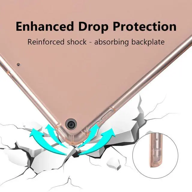 Alt view image 4 of 5 - JOYLAND Cute Piggy Pad Case for iPad 9th/7th/8th Generation 10.2 Inch with Pencil Holder, Clear TPU Foldable iPad 2021/2020/2019 Smart Stand Back Cover, Auto Wake/Sleep Shockproof Protective Case