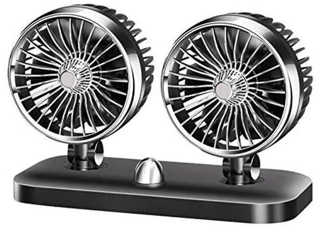 Main image of Riloer Portable Travel Fan for Car, 12V Large Wind Double-Headed Car Fan 2 Speed Airflow Electric Cooling Fan with Clip, Creative Twin Head Fan Freshener, 24V