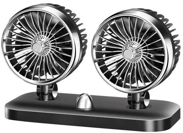 Alt view image 3 of 5 - Riloer Portable Travel Fan for Car, 12V Large Wind Double-Headed Car Fan 2 Speed Airflow Electric Cooling Fan with Clip, Creative Twin Head Fan Freshener, 24V