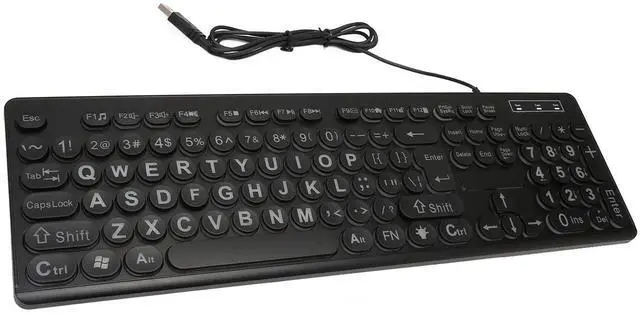Main image of Large Print Backlit Keyboard, 104 Key Wired Keyboard with Multiple Levels Backlit, Oversize Letters Keys Easy to See and Type, for Elderly Visually Impaired