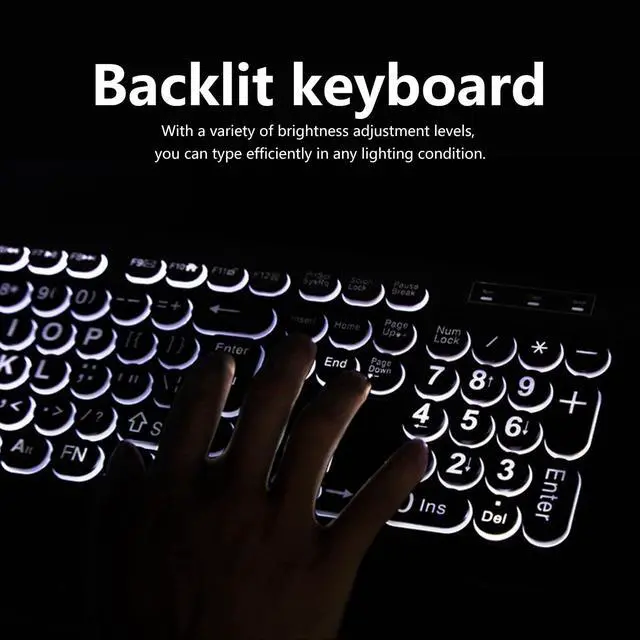 Alt view image 4 of 5 - Large Print Backlit Keyboard, 104 Key Wired Keyboard with Multiple Levels Backlit, Oversize Letters Keys Easy to See and Type, for Elderly Visually Impaired