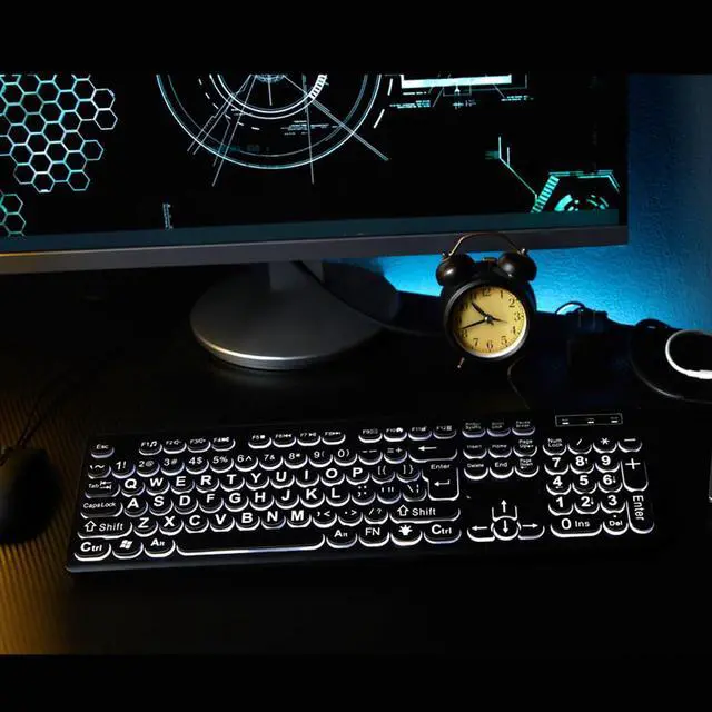 Alt view image 5 of 5 - Large Print Backlit Keyboard, 104 Key Wired Keyboard with Multiple Levels Backlit, Oversize Letters Keys Easy to See and Type, for Elderly Visually Impaired