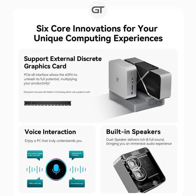 Alt view image 4 of 5 - Beelink GTI12 Mini pc with i9-12900HK(14C/20T, Max Turbo Frequency 5.0GHz, 32GB ram 1TB NVMe M.2 SSD Triple Display Output W-11 Gaming Business Mini PC, Built in PSU