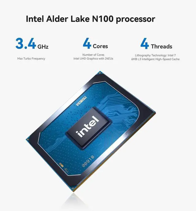 Alt view image 2 of 5 - TRIGKEY Mini PC, Intel Alder Lake N100 (4C/4T, Up to 3.4Hz) 16G DDR4 500G SSD Mini Computers, Intel N100 Mini PC Support Dual Display 2*HDMI/Dual LAN 1000MB/S/WiFi-5/BT5.0, Small PC for Office/Home