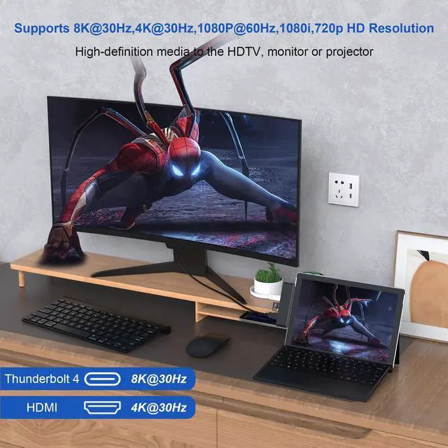 Alt view image 5 of 5 - Surface Pro 9/10/11 Accessories - Surface Pro Docking Station with Thunderbolt 4(Display+Data+100W PD), 4K HDMI, 2 USB3.0, 3.5mm Audio, SD/TF Reader, HDMI+USB C Triple Display Surface Pro 11 10 9 Hub